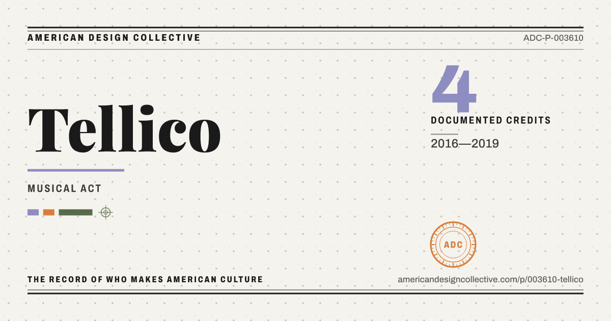 Registry card for Tellico: the ADC seal, Tellico, and how much is on record.