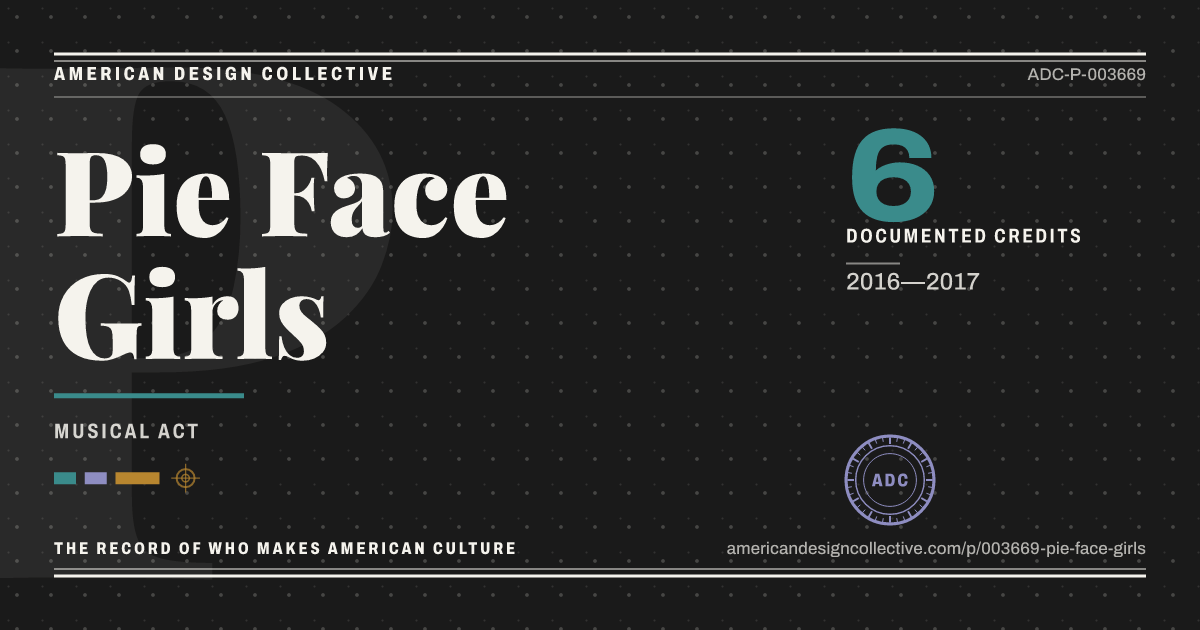 Registry card for Pie Face Girls: the ADC seal, Pie Face Girls, and how much is on record.
