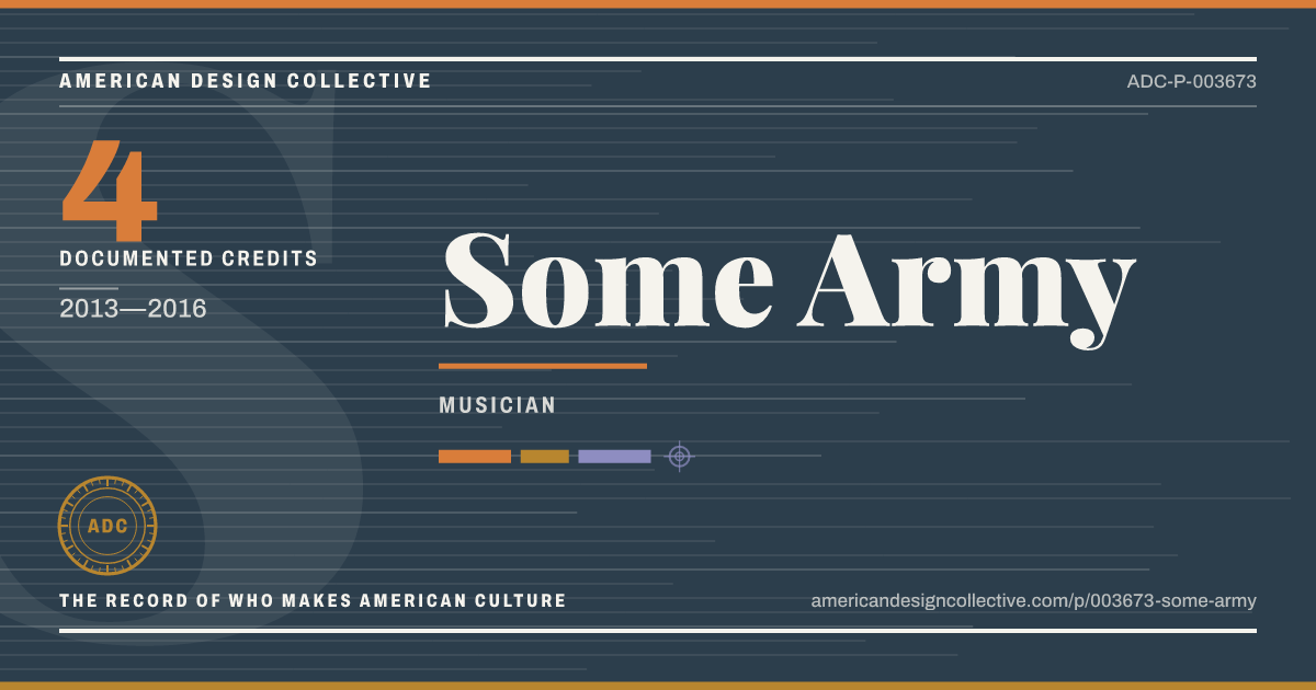 Registry card for Some Army: the ADC seal, Some Army, and how much is on record.