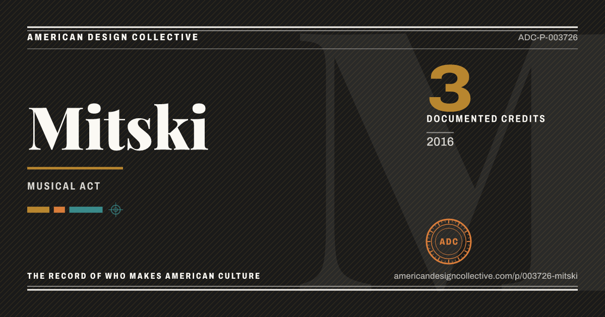 Registry card for Mitski: the ADC seal, Mitski, and how much is on record.