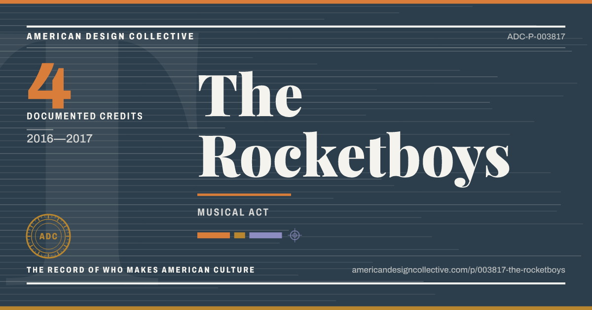Registry card for The Rocketboys: the ADC seal, The Rocketboys, and how much is on record.