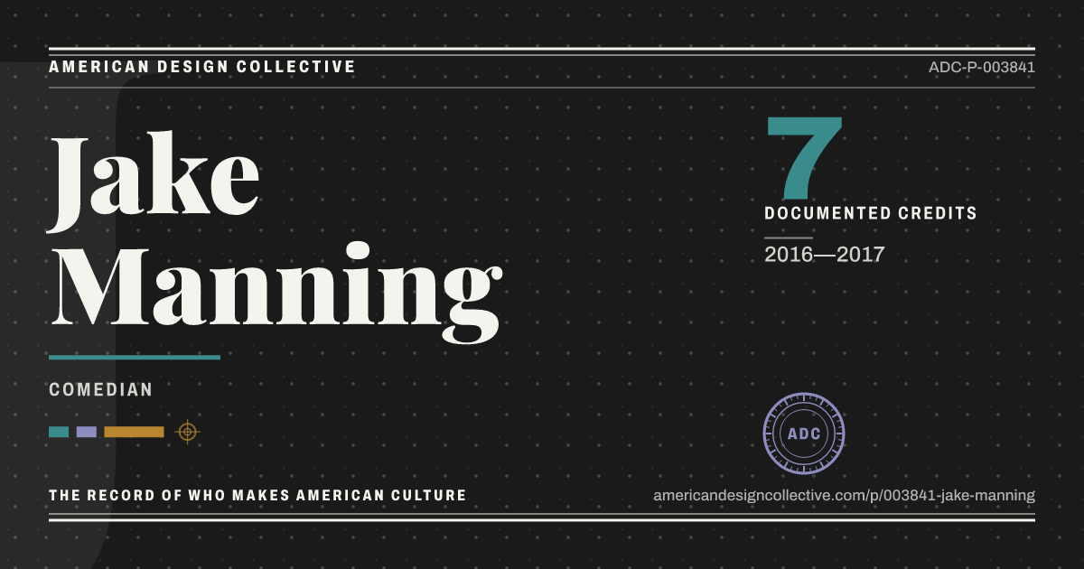 Registry card for Jake Manning: the ADC seal, Jake Manning, and how much is on record.