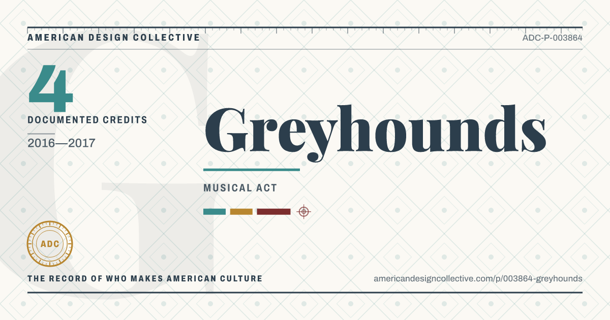 Registry card for Greyhounds: the ADC seal, Greyhounds, and how much is on record.