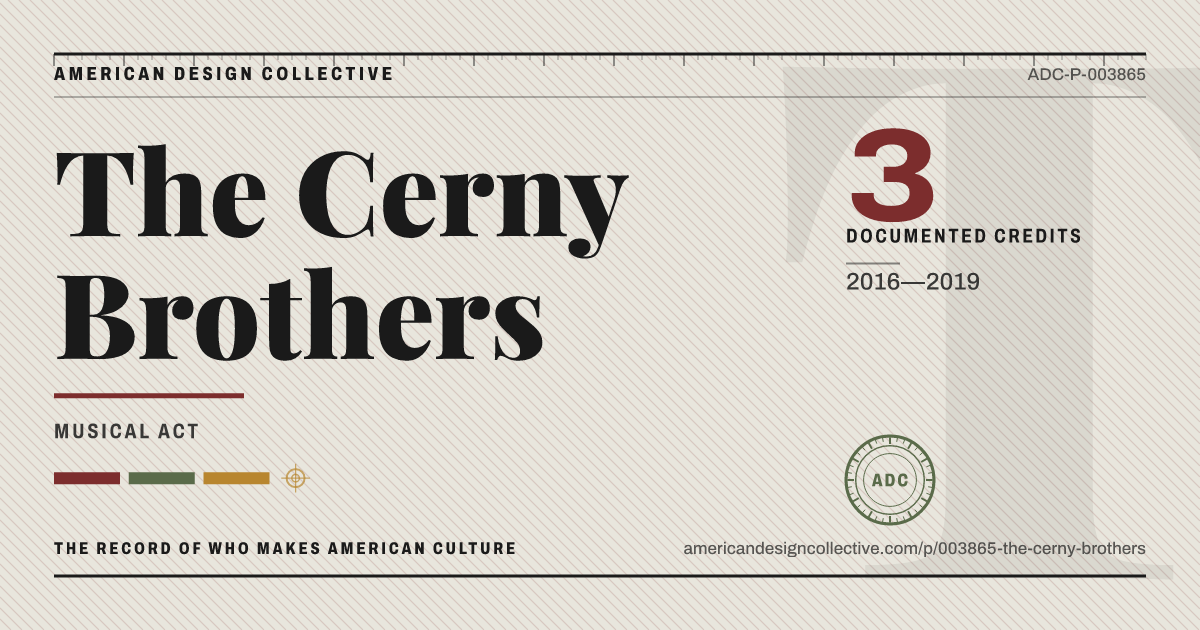 Registry card for The Cerny Brothers: the ADC seal, The Cerny Brothers, and how much is on record.
