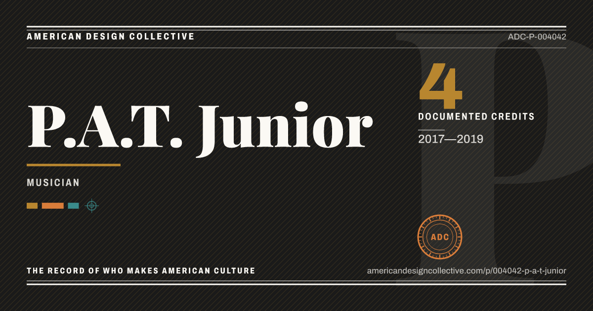 Registry card for P.A.T. Junior: the ADC seal, P.A.T. Junior, and how much is on record.