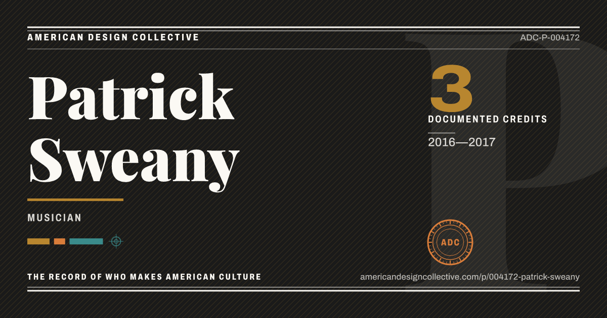 Registry card for Patrick Sweany: the ADC seal, Patrick Sweany, and how much is on record.