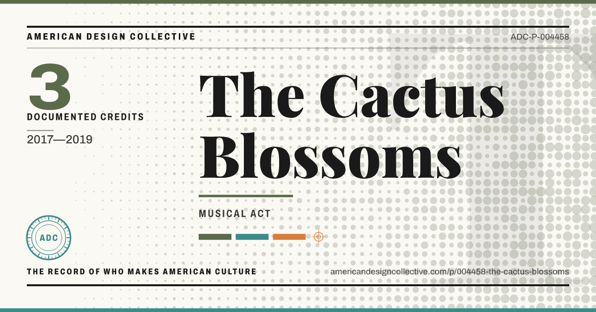 Registry card for The Cactus Blossoms: the ADC seal, The Cactus Blossoms, and how much is on record.