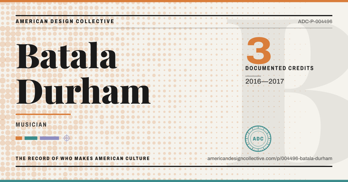 Registry card for Batala Durham: the ADC seal, Batala Durham, and how much is on record.