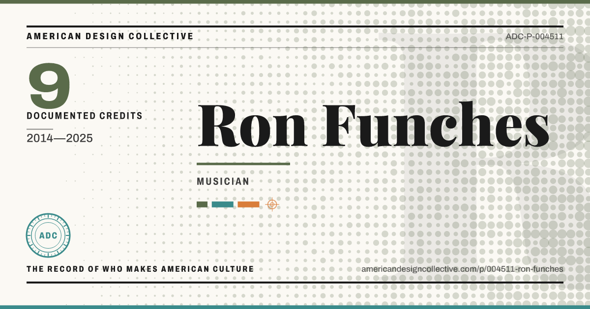 Registry card for Ron Funches: the ADC seal, Ron Funches, and how much is on record.