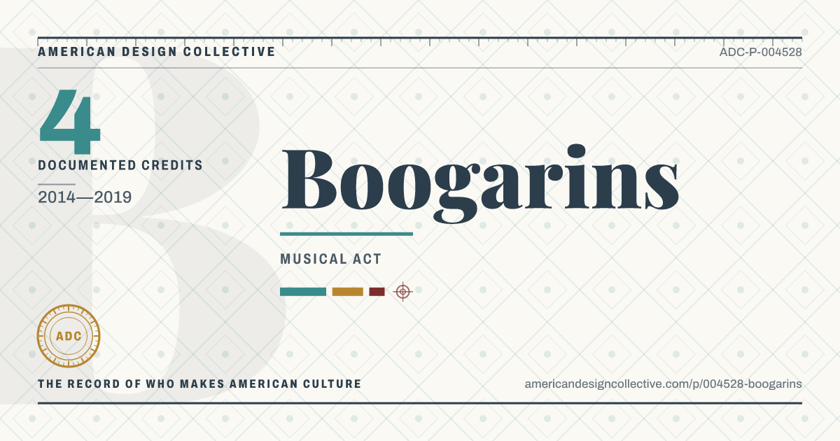Registry card for Boogarins: the ADC seal, Boogarins, and how much is on record.