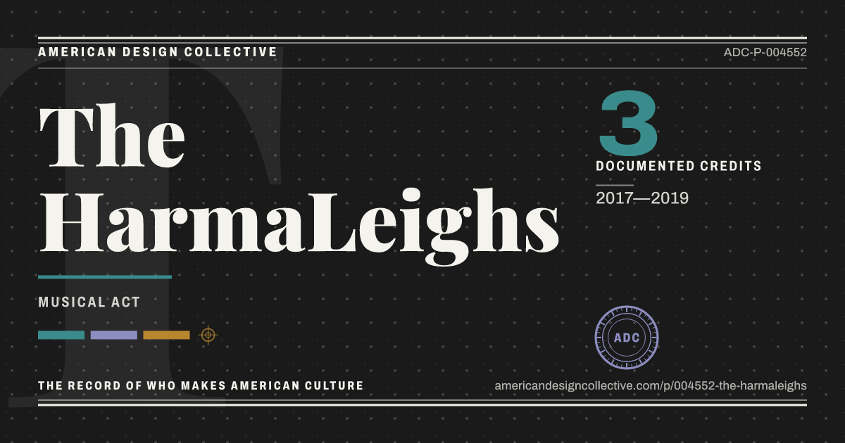 Registry card for The HarmaLeighs: the ADC seal, The HarmaLeighs, and how much is on record.