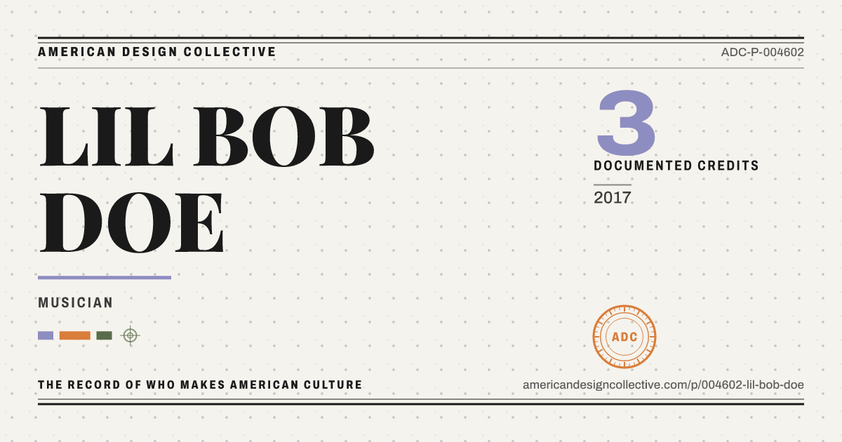 Registry card for LIL BOB DOE: the ADC seal, LIL BOB DOE, and how much is on record.