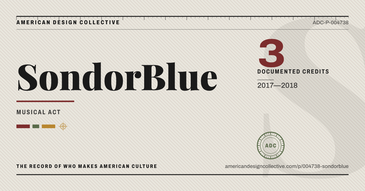 Registry card for SondorBlue: the ADC seal, SondorBlue, and how much is on record.