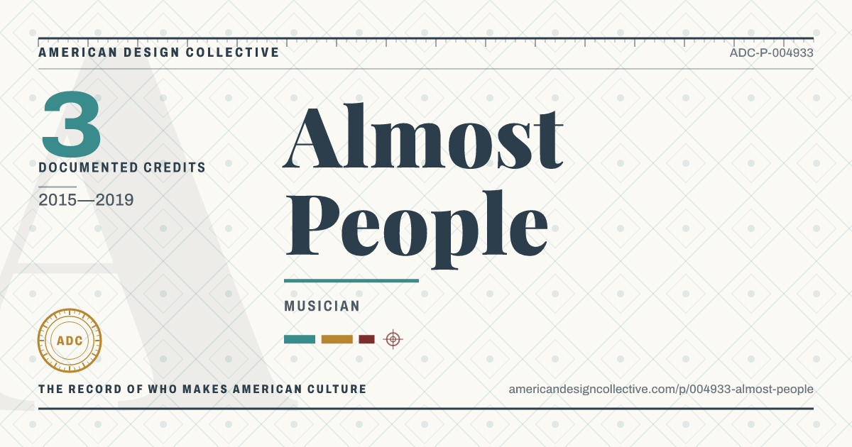 Registry card for Almost People: the ADC seal, Almost People, and how much is on record.