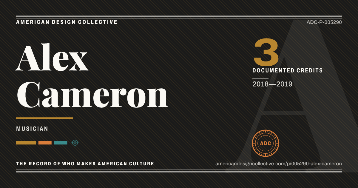 Registry card for Alex Cameron: the ADC seal, Alex Cameron, and how much is on record.