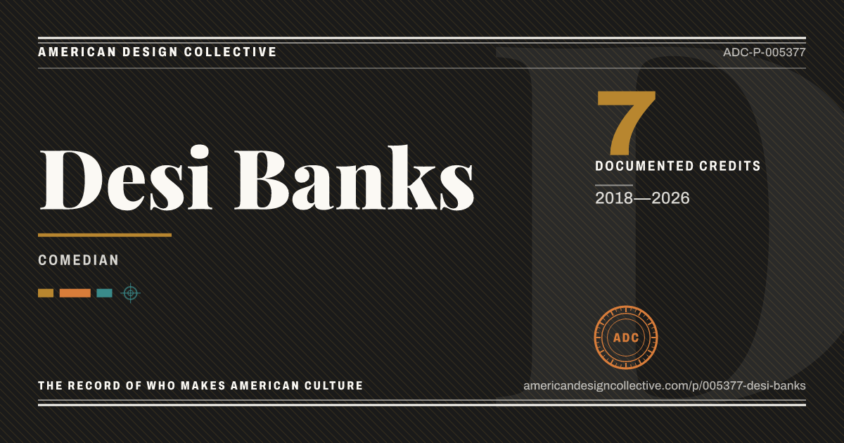 Registry card for Desi Banks: the ADC seal, Desi Banks, and how much is on record.