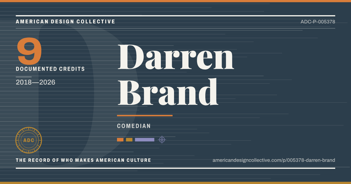 Registry card for Darren Brand: the ADC seal, Darren Brand, and how much is on record.