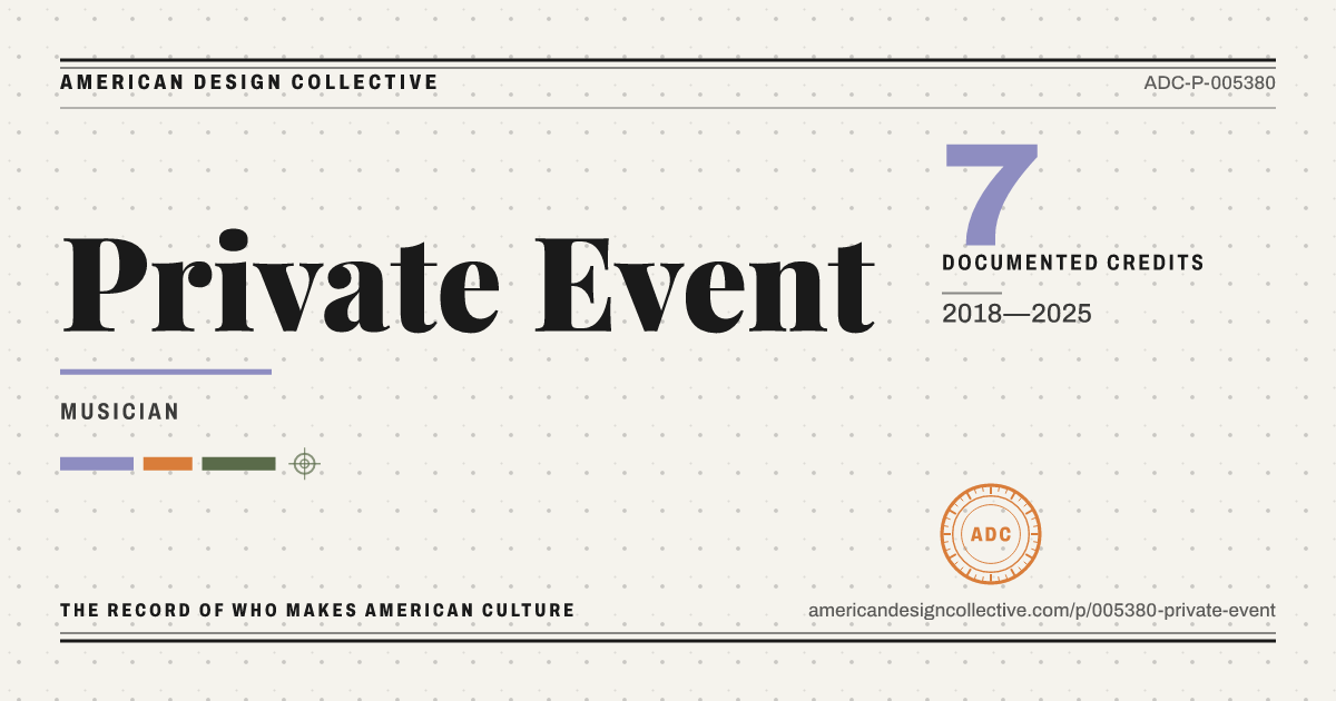 Registry card for Private Event: the ADC seal, Private Event, and how much is on record.
