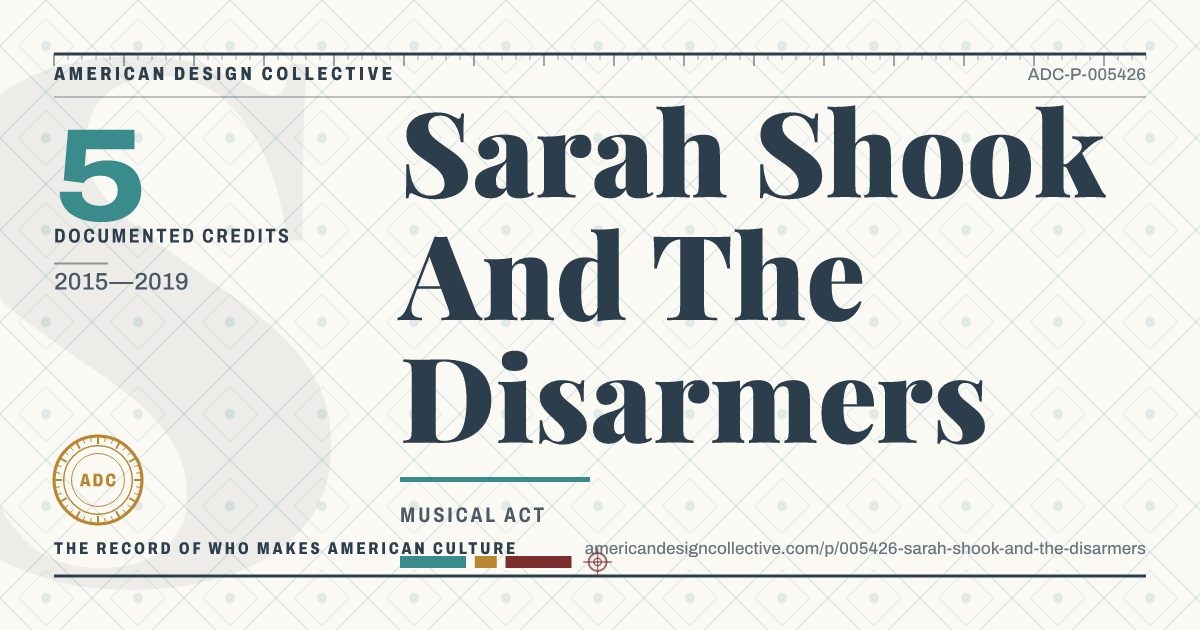 Registry card for Sarah Shook And The Disarmers: the ADC seal, Sarah Shook And The Disarmers, and how much is on record.