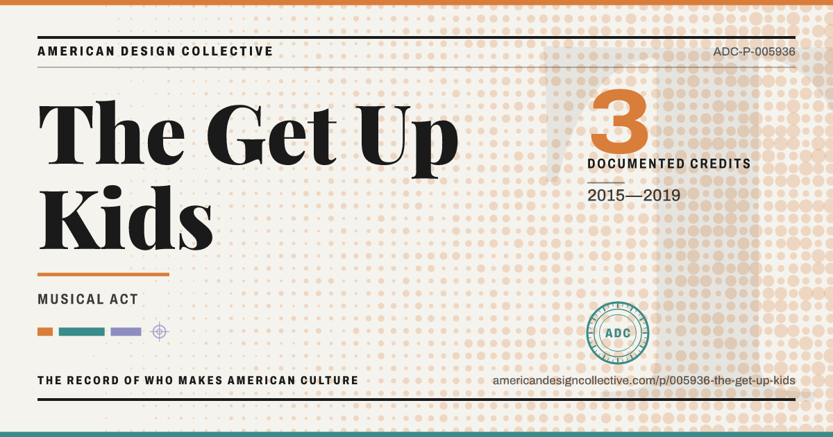 Registry card for The Get Up Kids: the ADC seal, The Get Up Kids, and how much is on record.