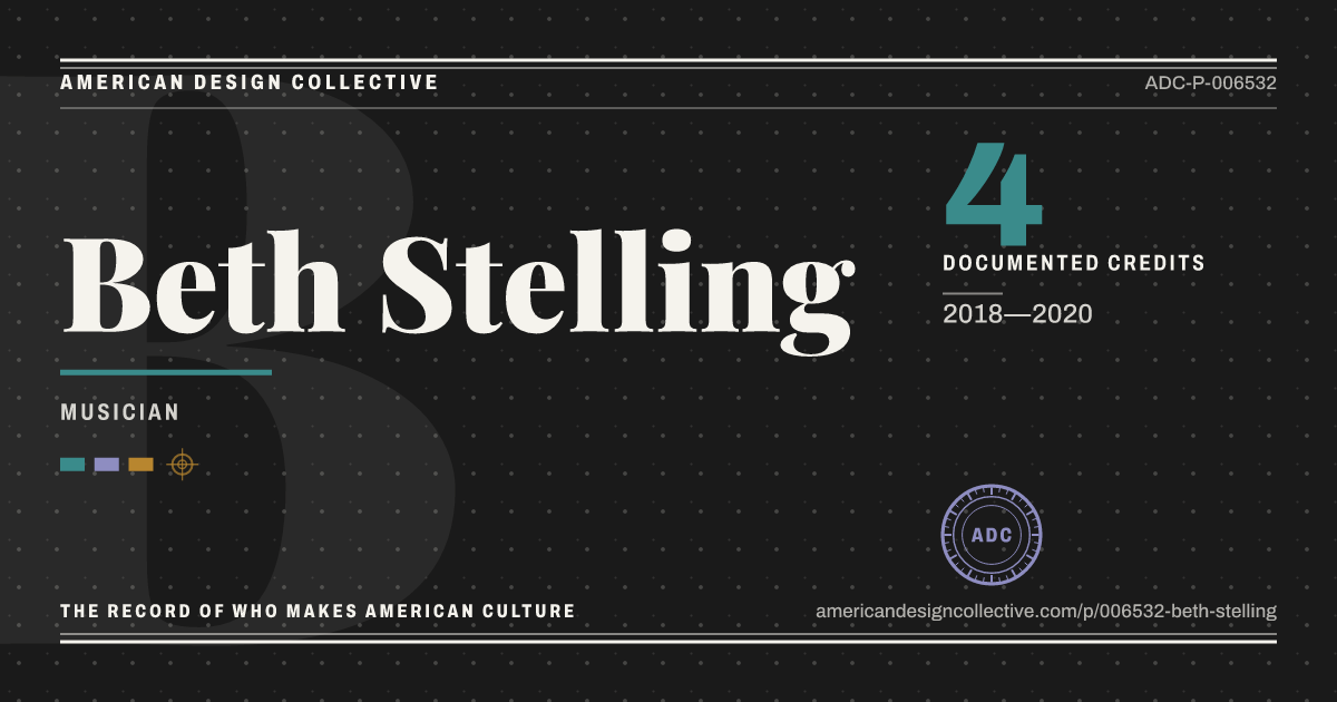 Registry card for Beth Stelling: the ADC seal, Beth Stelling, and how much is on record.