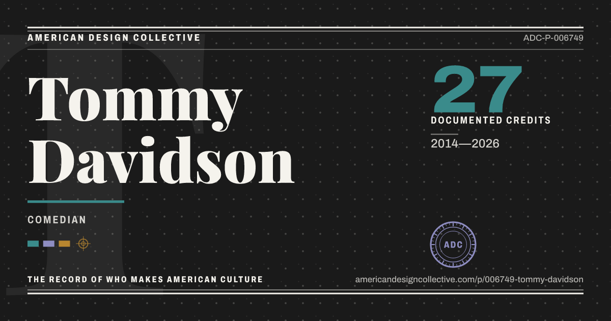 Registry card for Tommy Davidson: the ADC seal, Tommy Davidson, and how much is on record.