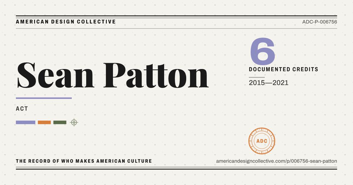 Registry card for Sean Patton: the ADC seal, Sean Patton, and how much is on record.