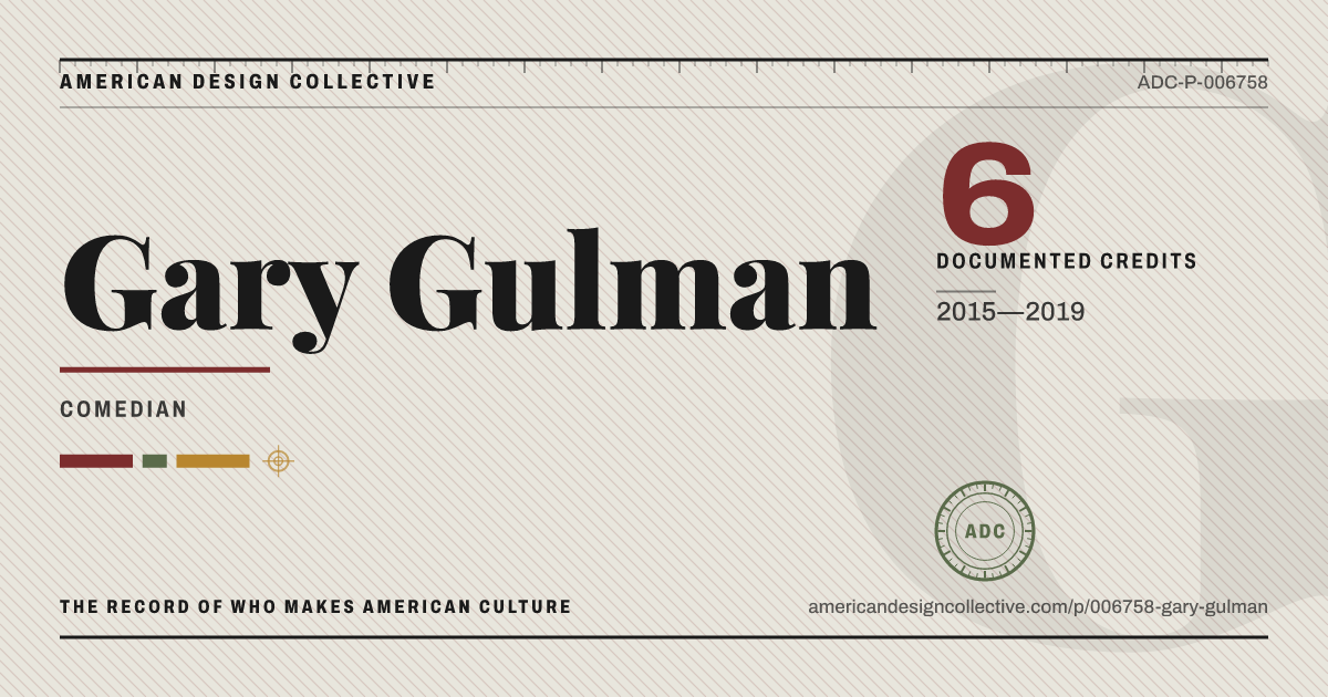Registry card for Gary Gulman: the ADC seal, Gary Gulman, and how much is on record.