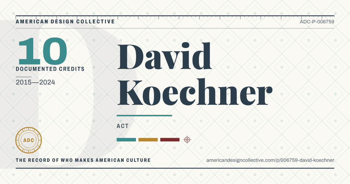 Registry card for David Koechner: the ADC seal, David Koechner, and how much is on record.