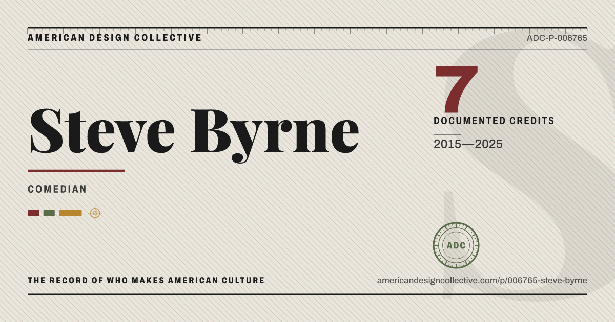 Registry card for Steve Byrne: the ADC seal, Steve Byrne, and how much is on record.