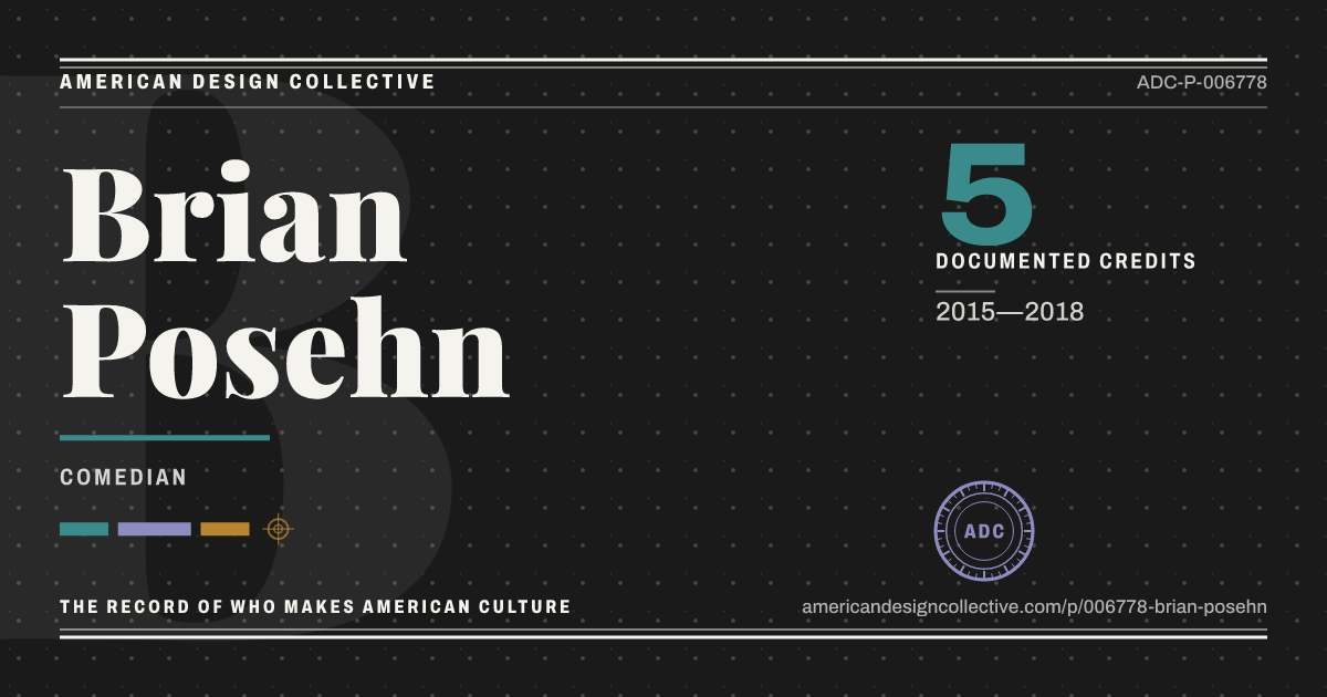 Registry card for Brian Posehn: the ADC seal, Brian Posehn, and how much is on record.