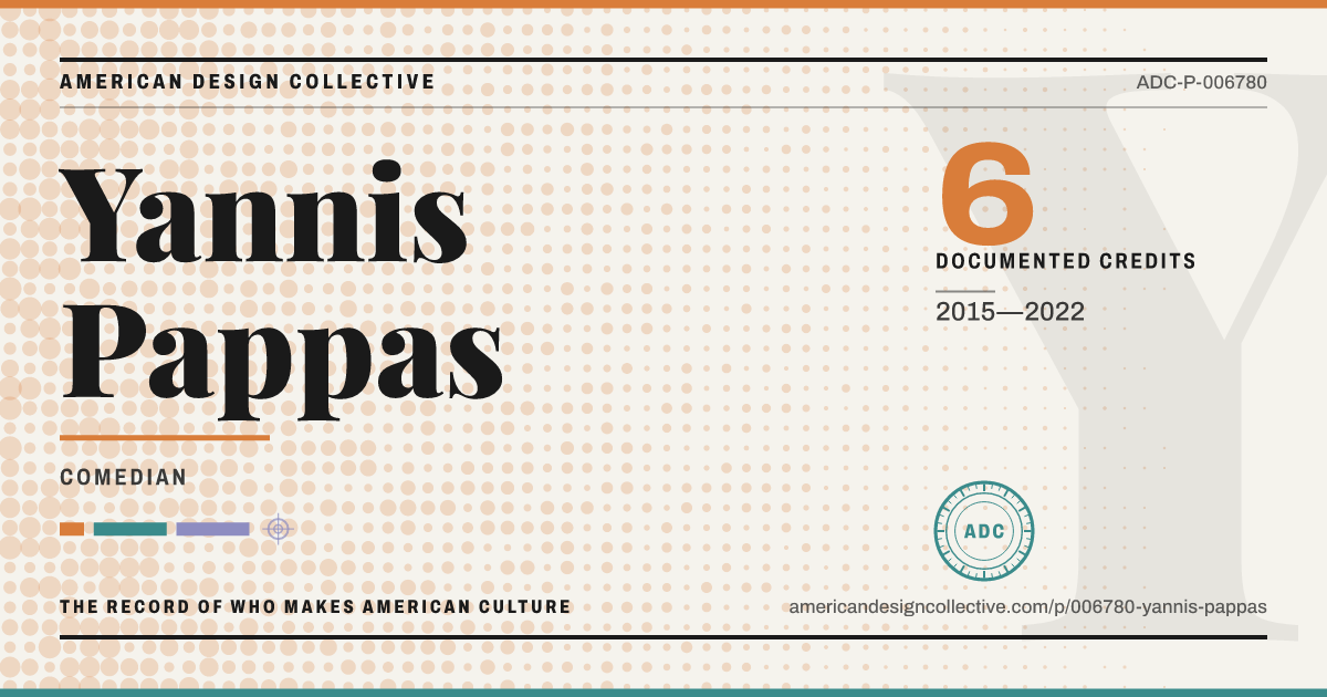 Registry card for Yannis Pappas: the ADC seal, Yannis Pappas, and how much is on record.