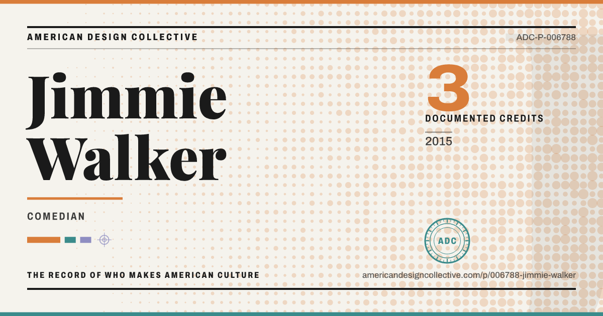 Registry card for Jimmie Walker: the ADC seal, Jimmie Walker, and how much is on record.
