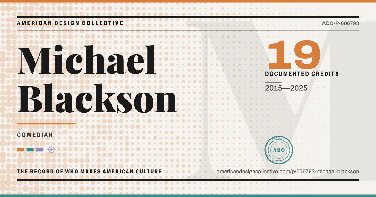 Registry card for Michael Blackson: the ADC seal, Michael Blackson, and how much is on record.