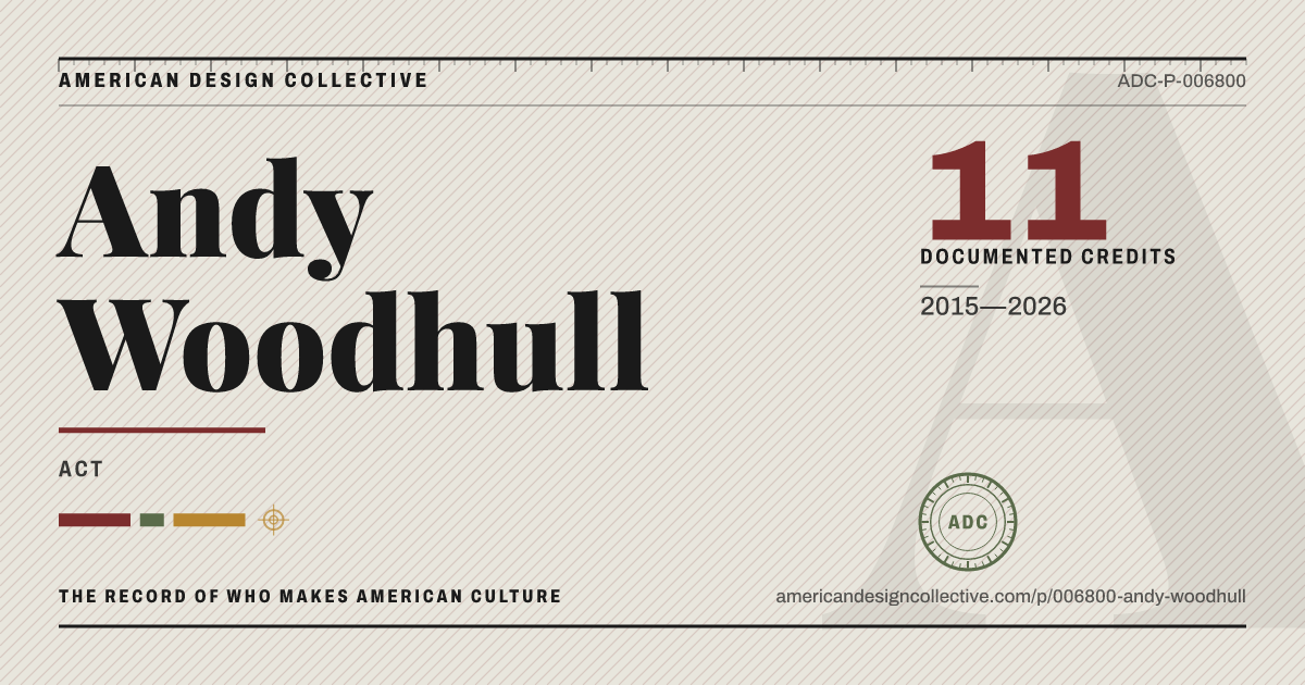 Registry card for Andy Woodhull: the ADC seal, Andy Woodhull, and how much is on record.