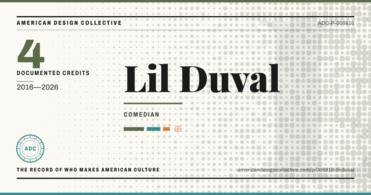 Registry card for Lil Duval: the ADC seal, Lil Duval, and how much is on record.