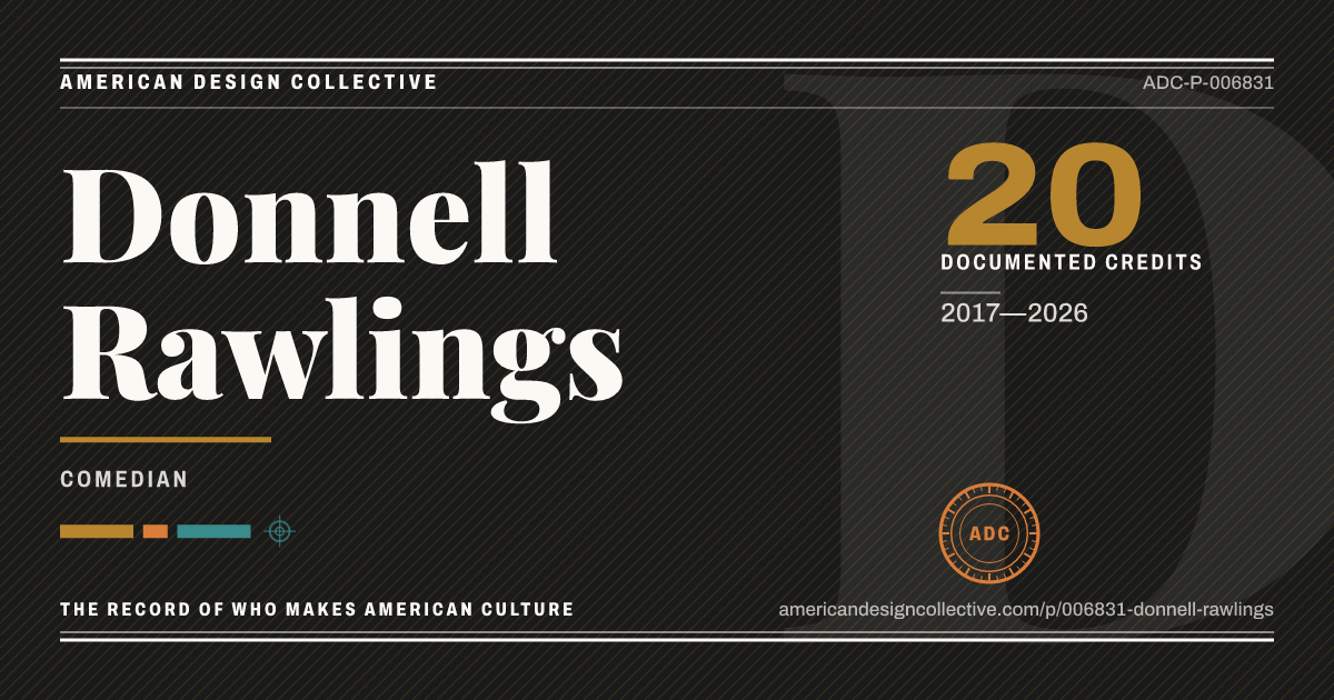 Registry card for Donnell Rawlings: the ADC seal, Donnell Rawlings, and how much is on record.