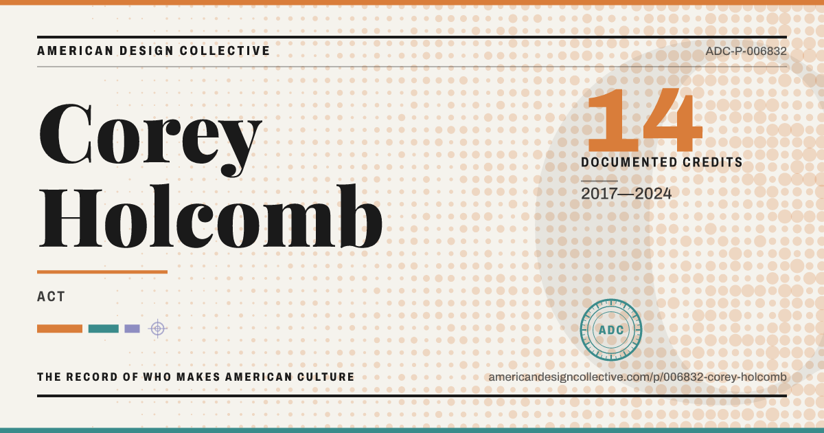 Registry card for Corey Holcomb: the ADC seal, Corey Holcomb, and how much is on record.