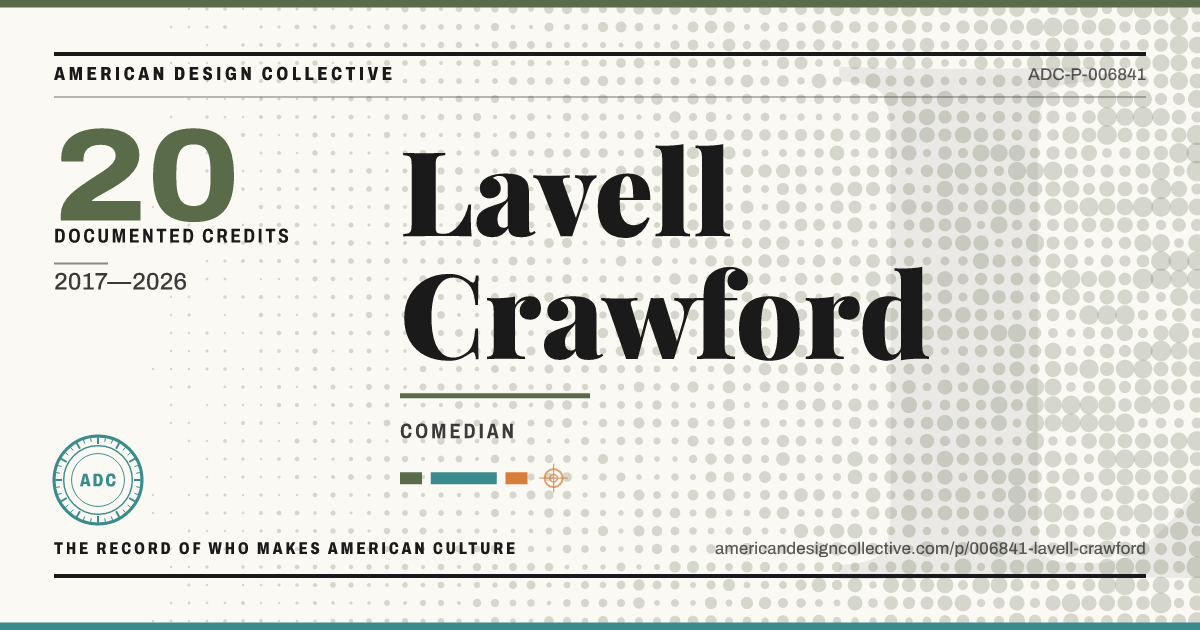 Registry card for Lavell Crawford: the ADC seal, Lavell Crawford, and how much is on record.
