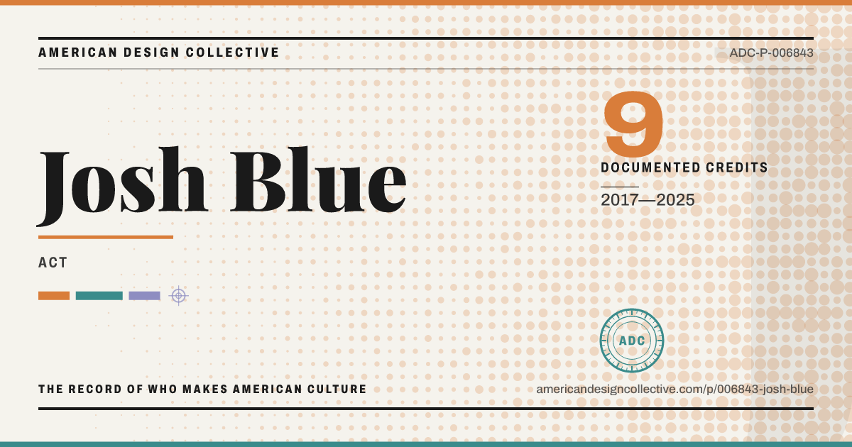 Registry card for Josh Blue: the ADC seal, Josh Blue, and how much is on record.