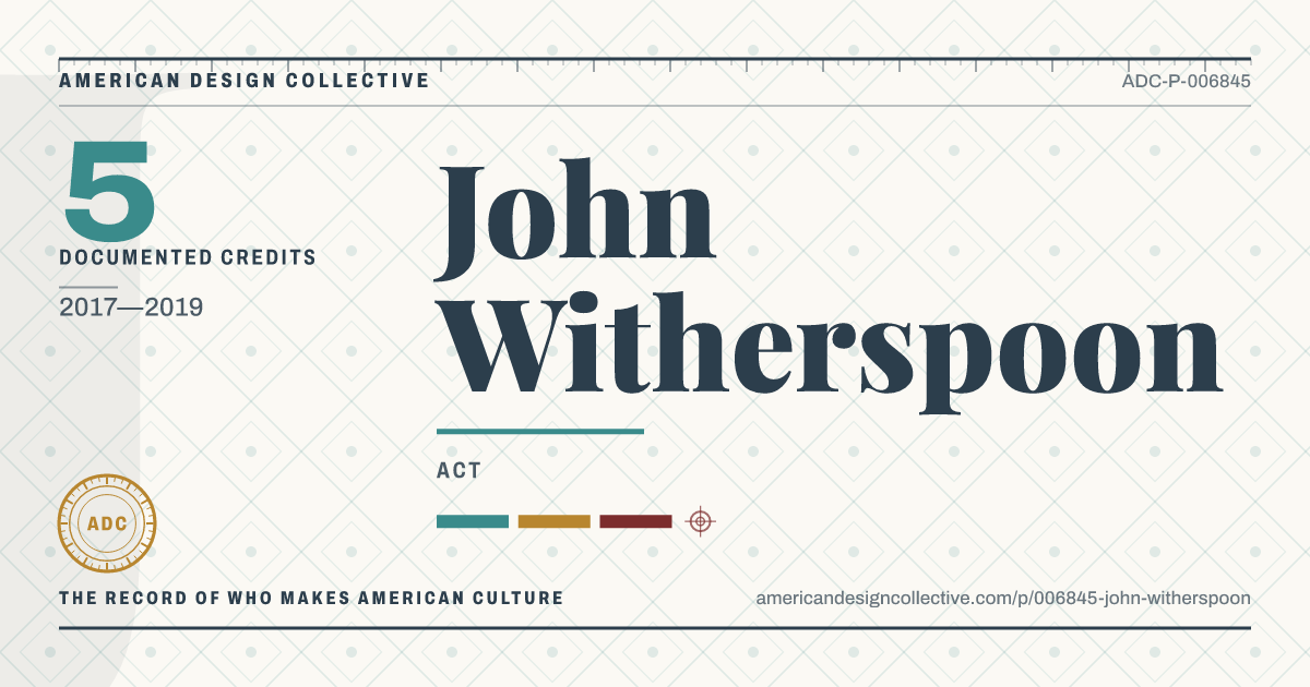 Registry card for John Witherspoon: the ADC seal, John Witherspoon, and how much is on record.