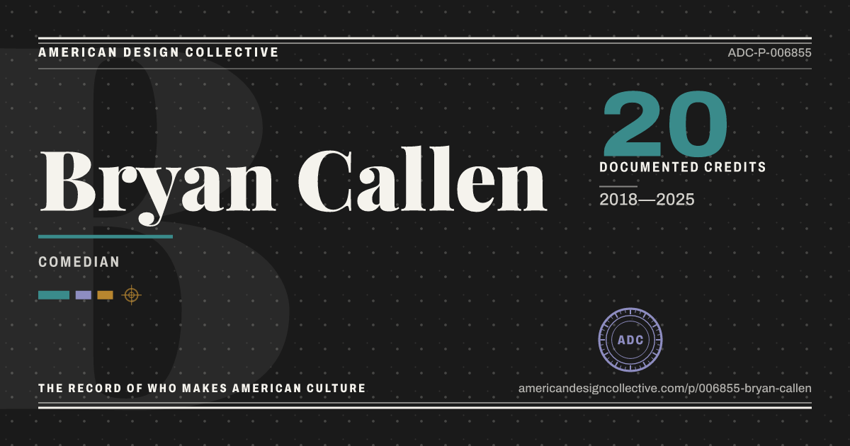 Registry card for Bryan Callen: the ADC seal, Bryan Callen, and how much is on record.