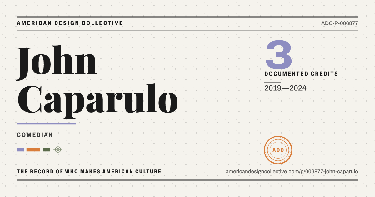 Registry card for John Caparulo: the ADC seal, John Caparulo, and how much is on record.