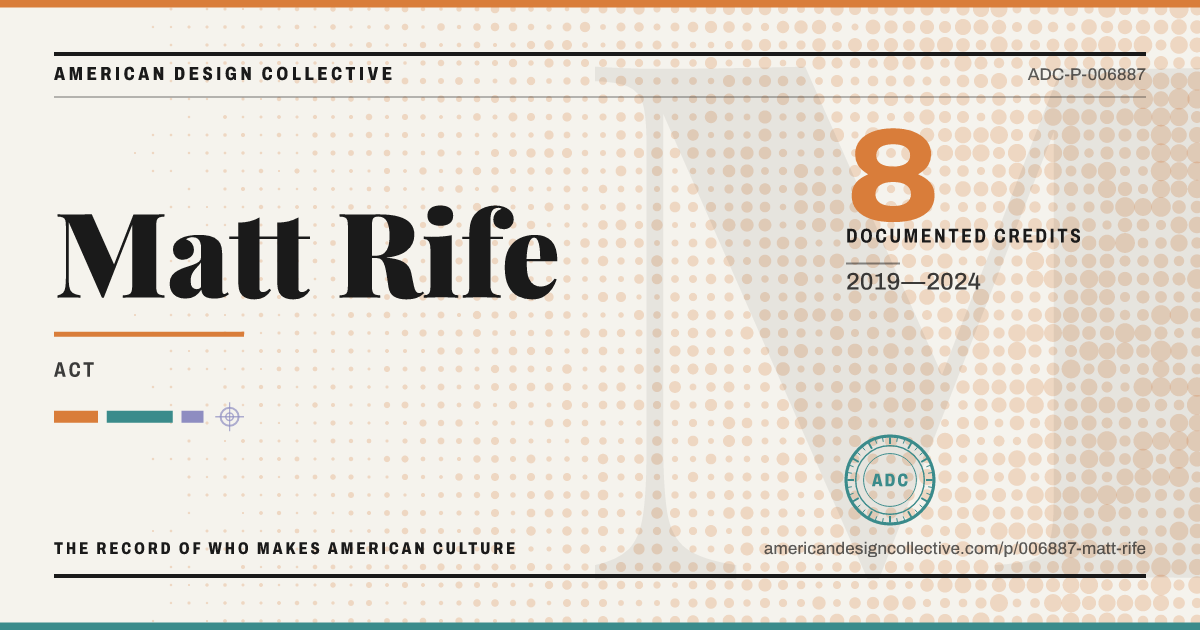 Registry card for Matt Rife: the ADC seal, Matt Rife, and how much is on record.
