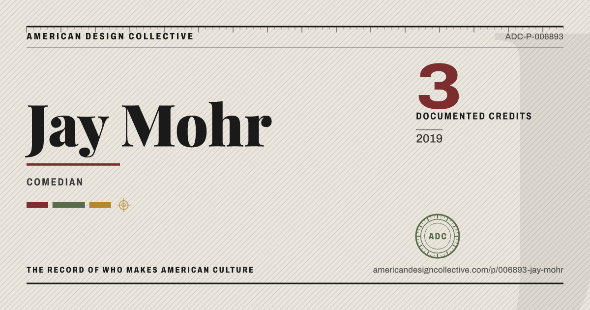 Registry card for Jay Mohr: the ADC seal, Jay Mohr, and how much is on record.