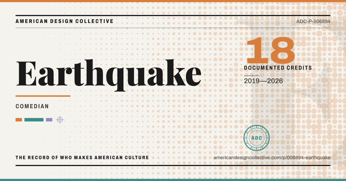 Registry card for Earthquake: the ADC seal, Earthquake, and how much is on record.
