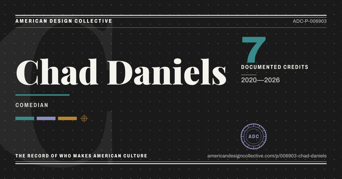Registry card for Chad Daniels: the ADC seal, Chad Daniels, and how much is on record.