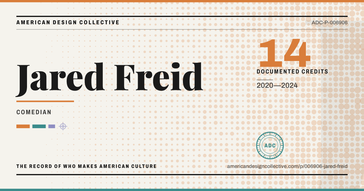 Registry card for Jared Freid: the ADC seal, Jared Freid, and how much is on record.