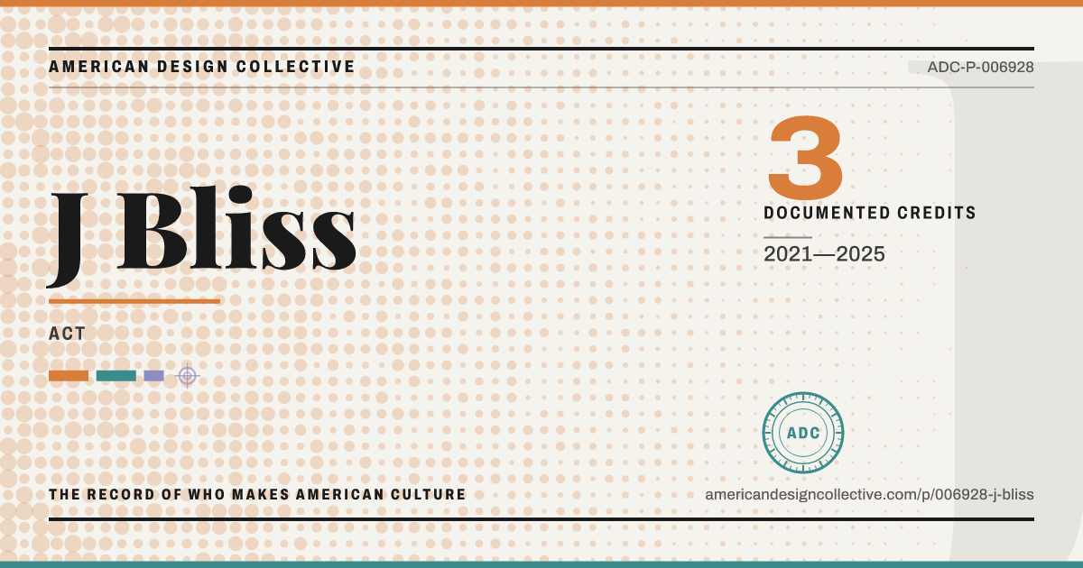 Registry card for J Bliss: the ADC seal, J Bliss, and how much is on record.