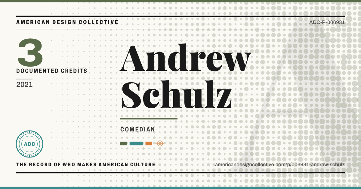 Registry card for Andrew Schulz: the ADC seal, Andrew Schulz, and how much is on record.